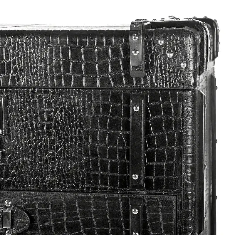 Designer Weinschrank mit Leder bezogen Handanfertigung mit Räder - HomeDesign Knaus