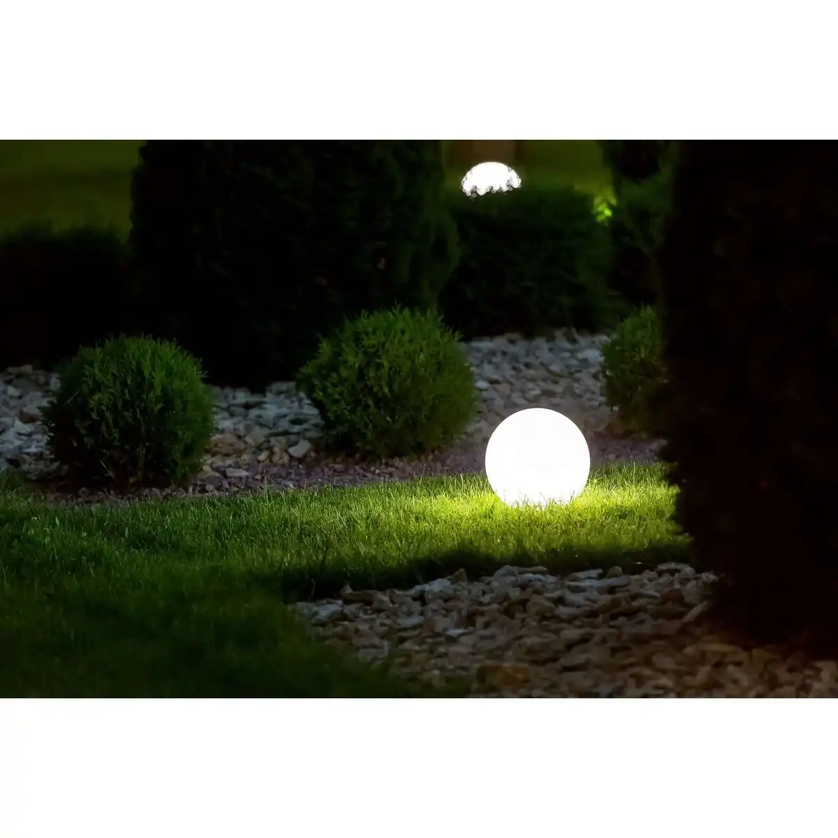 Außen Kugelerdspieß "BALL" D: 50 cm , für Außen, Erdspieß aus Kunststoff , Weiß, E27 , - Wegeleuchten