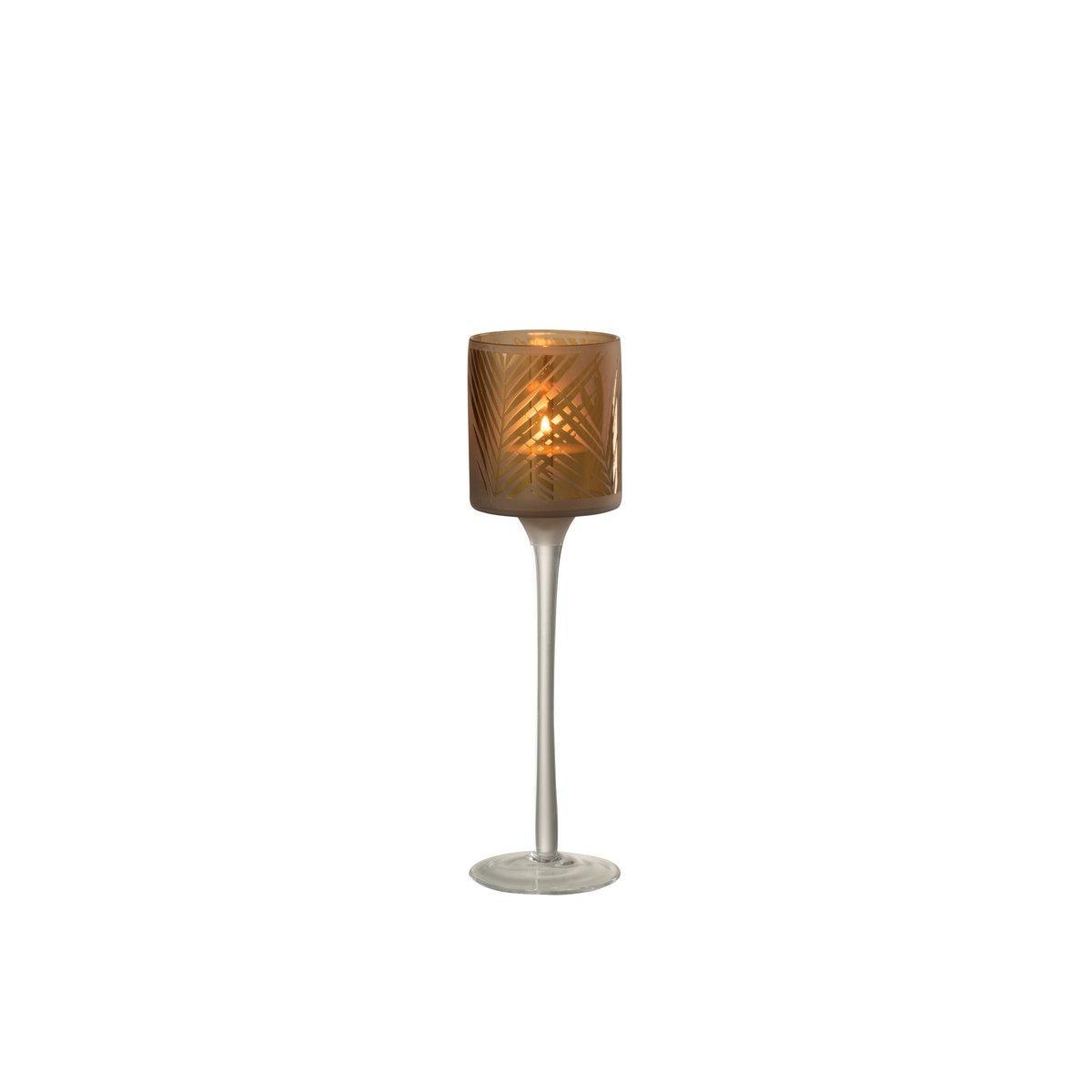 J-Line Kerzenhalter auf Safari-Fuß – Glas – Beige – klein