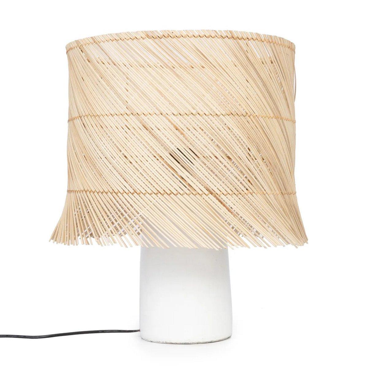 Die Rattan Tischlampe - White Natural - HomeDesign Knaus