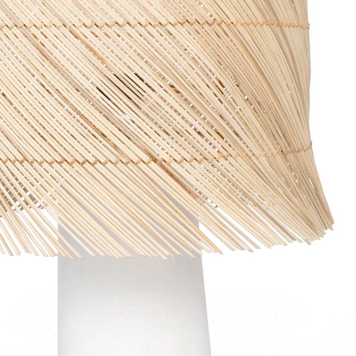 Die Rattan Tischlampe - White Natural - HomeDesign Knaus