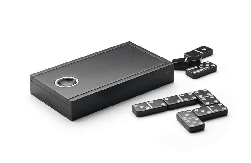 CODE Domino Spiel Denkspiel Steine aus schwarzem Urea in hochwertiger Holzbox - HomeDesign Knaus