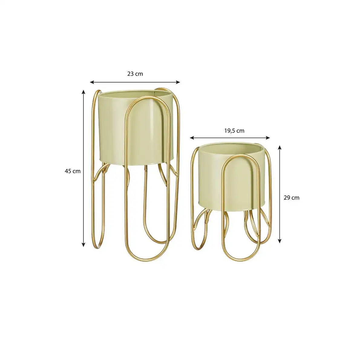 Donau -Blütenknopf auf Standard - 2 - Metall - H45 x Ø23 cm - hellgrün, Gold - HomeDesign Knaus