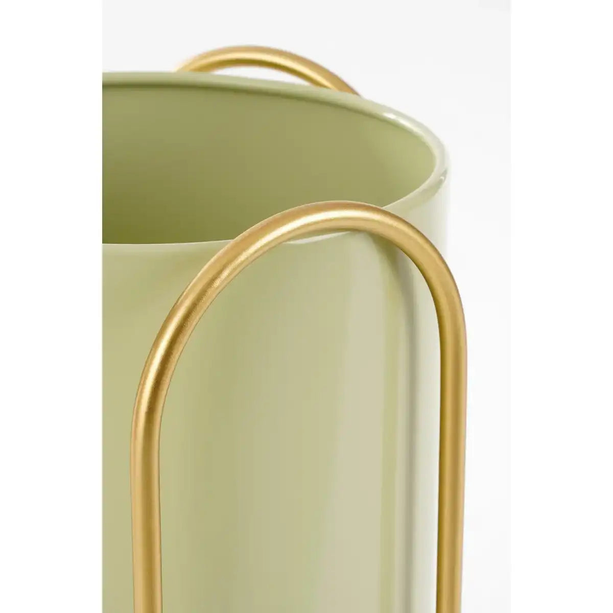 Donau -Blütenknopf auf Standard - 2 - Metall - H45 x Ø23 cm - hellgrün, Gold - HomeDesign Knaus