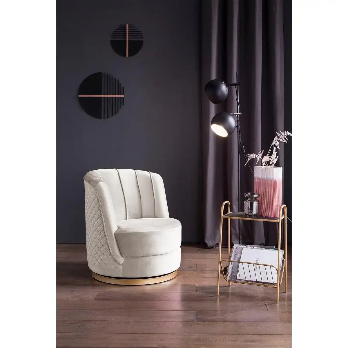 Drehsessel aus Samt Beige - HomeDesign Knaus