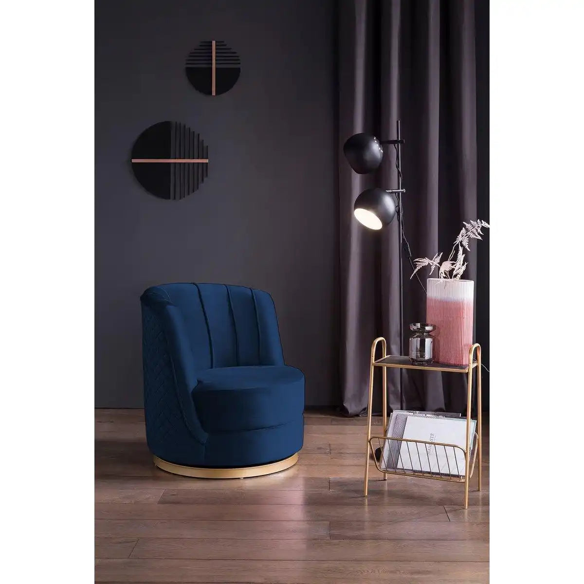Drehsessel aus Samt Dunkelblau - HomeDesign Knaus