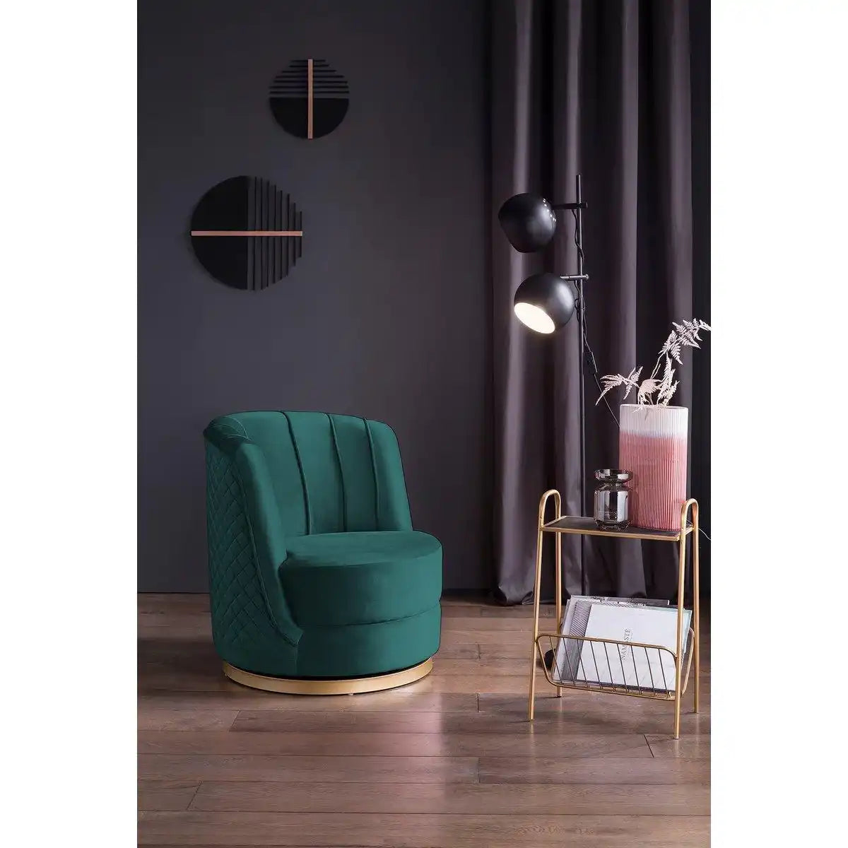 Drehsessel aus Samt Grün - HomeDesign Knaus