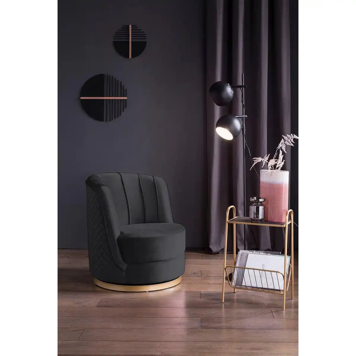 Drehsessel aus Samt Schwarz - HomeDesign Knaus