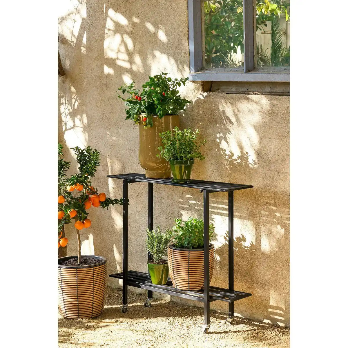 Durban Blumenpot außerhalb - Set von 3 - H36 x Ø40 cm - recyceltes Kunststoff - Braun - HomeDesign Knaus