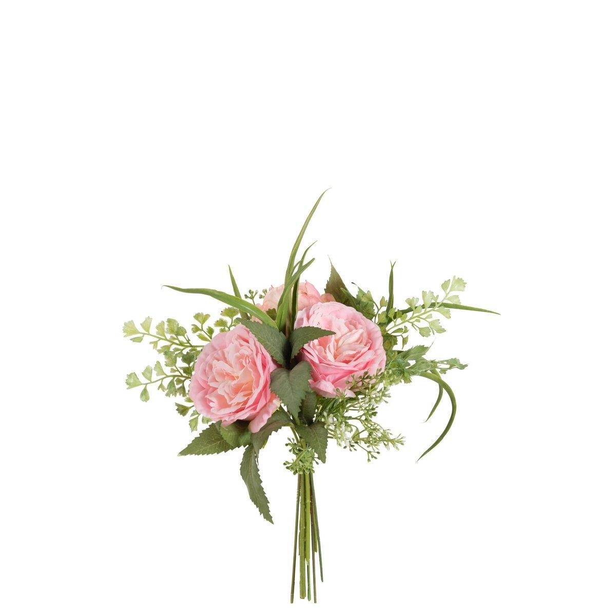 J-Line Bouquet Tulpen Farn Kunststoff Hellrosa