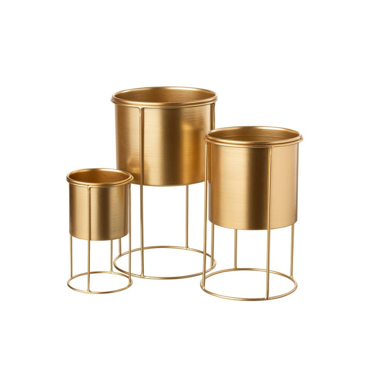 J-Line Blumentopf auf Fuß - Metall - Gold - groß - Ø 18,00 cm