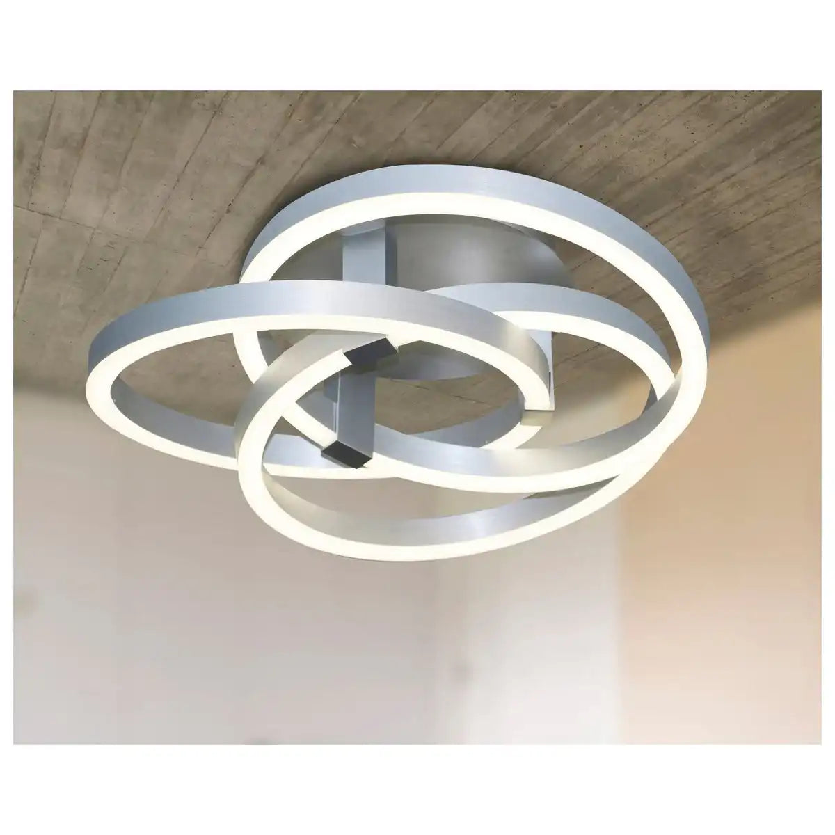 Smart Home LED Deckenleuchte "DIVORA" Ø 58cm, Deckenlampe aus Metall, Aluminium gebürstet und weißem Kunststoff, mit vielen Funktionen, fest verbauten LEDs, Beleuchtung für Wohnzimmer, Esszimmer Büro oder Diele
