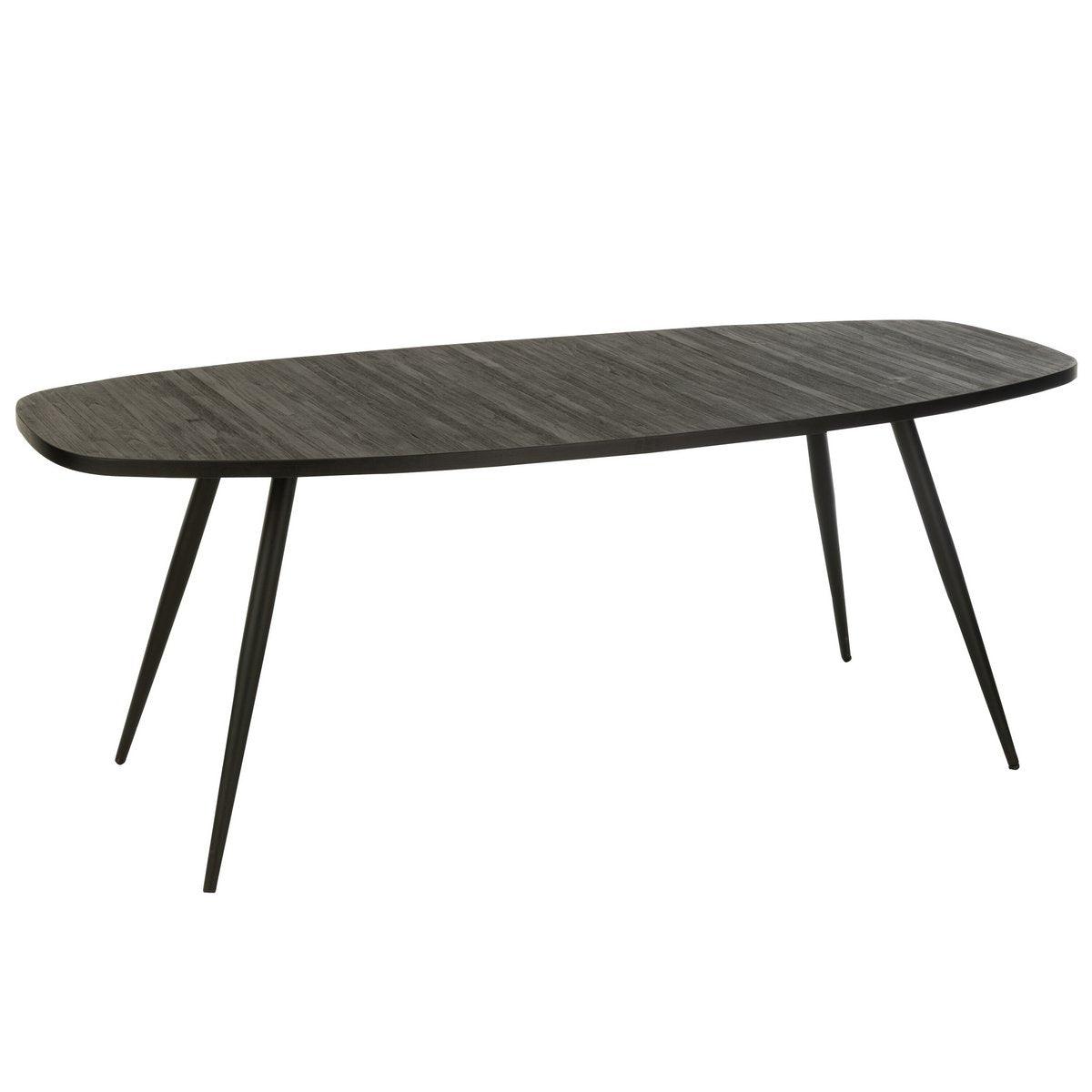 J-Line Esstisch Oval Recycled – Holz – Schwarz