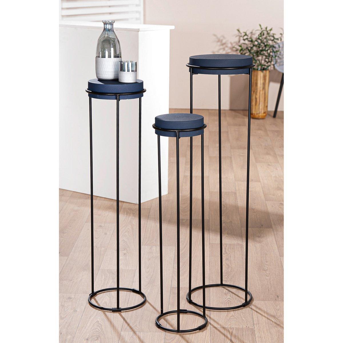 3er Set Deko-Säule Leila nachtblau, H.101 cm