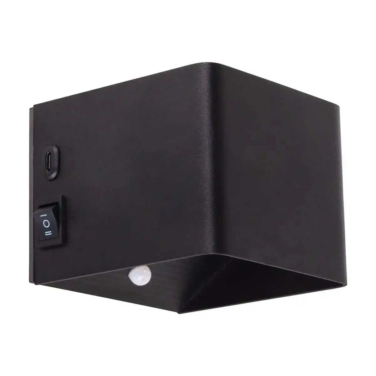Akku-Wand-Leuchte "CUBE" magnetisch, ca 10 x 10 cm, aus schwarzem Metall, mit Bewegungssensor