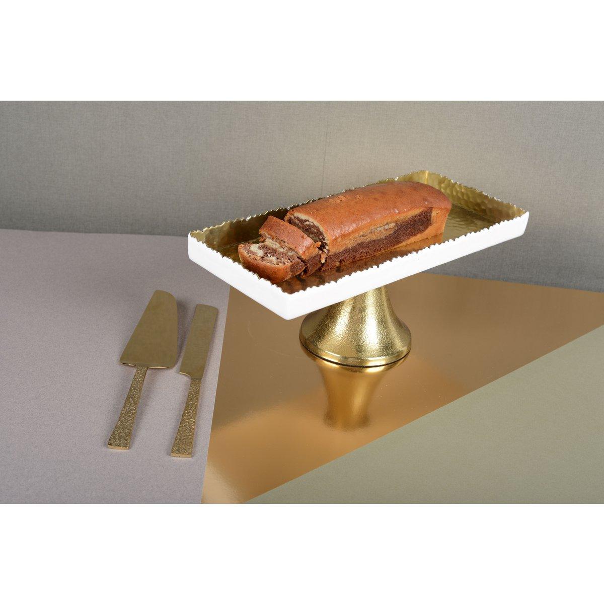 Weiße rechteckige Tablett und Dore Martele zu Fuß 35x15x12,5 cm