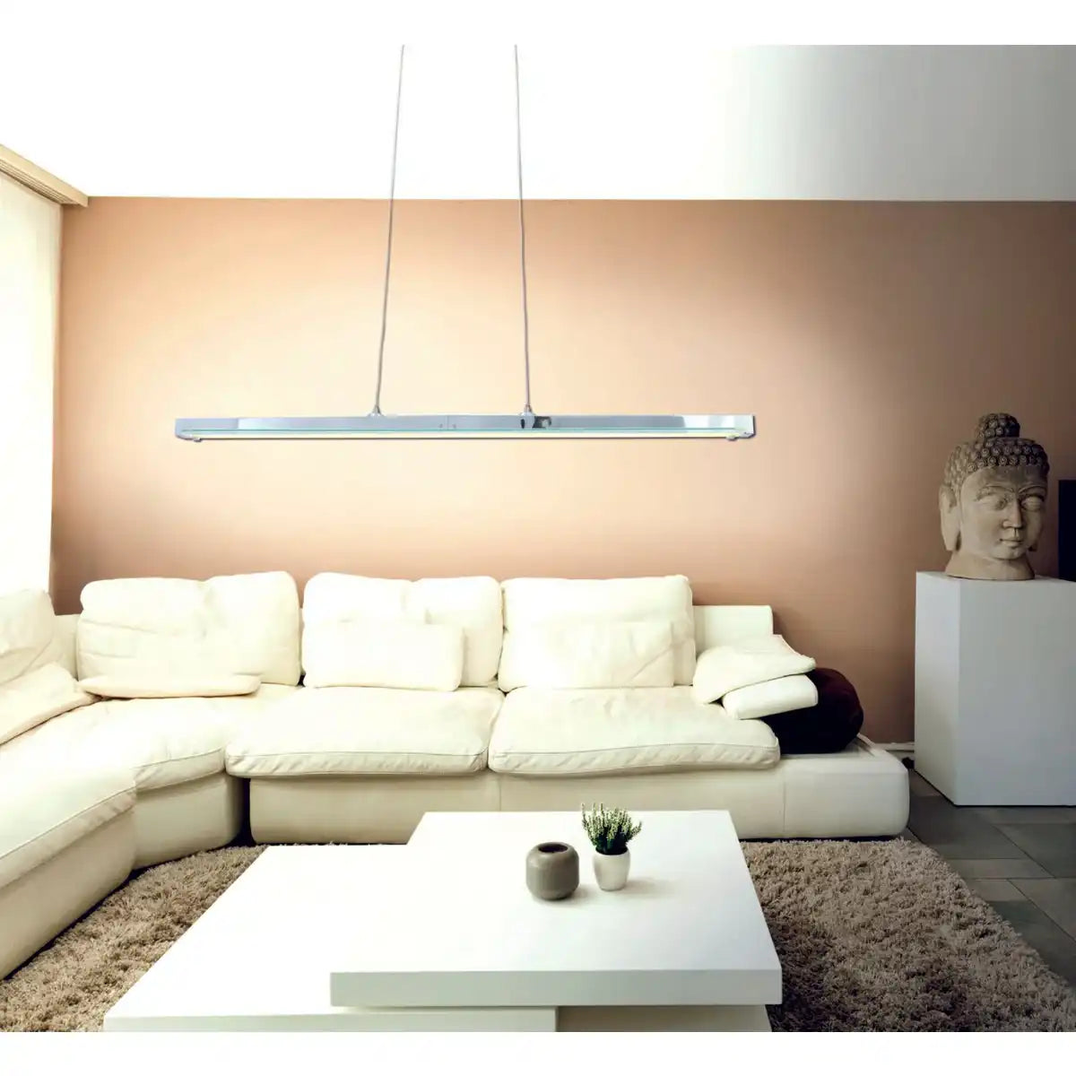 LED Pendelleuchte "BEAM" total 18W, 100 cm lang, mit fest verbauten LEDs, dimmbar, Farbtemperatur einstellbar, für Esszimmer und Büro