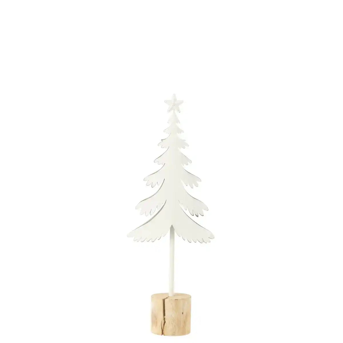 J -Line Dekoration Weihnachtsbaum zu Fuß + Stern - Metall - Holz - Weiß -s