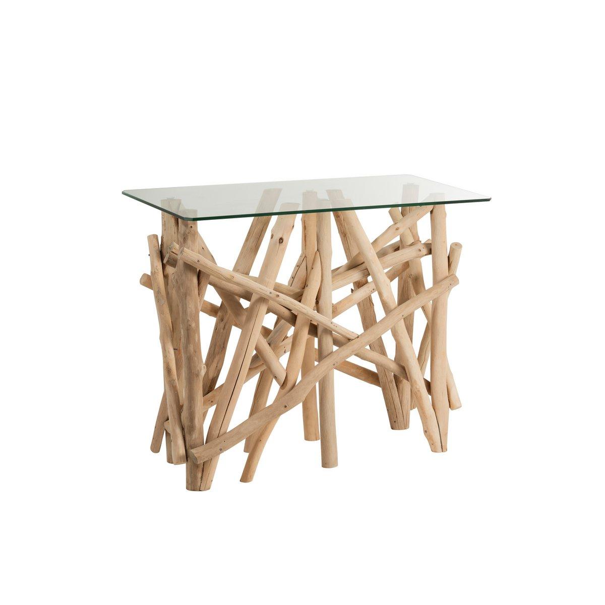 J-Line Konsole, rechteckig, Zweige, Holz/Glas, natürlich