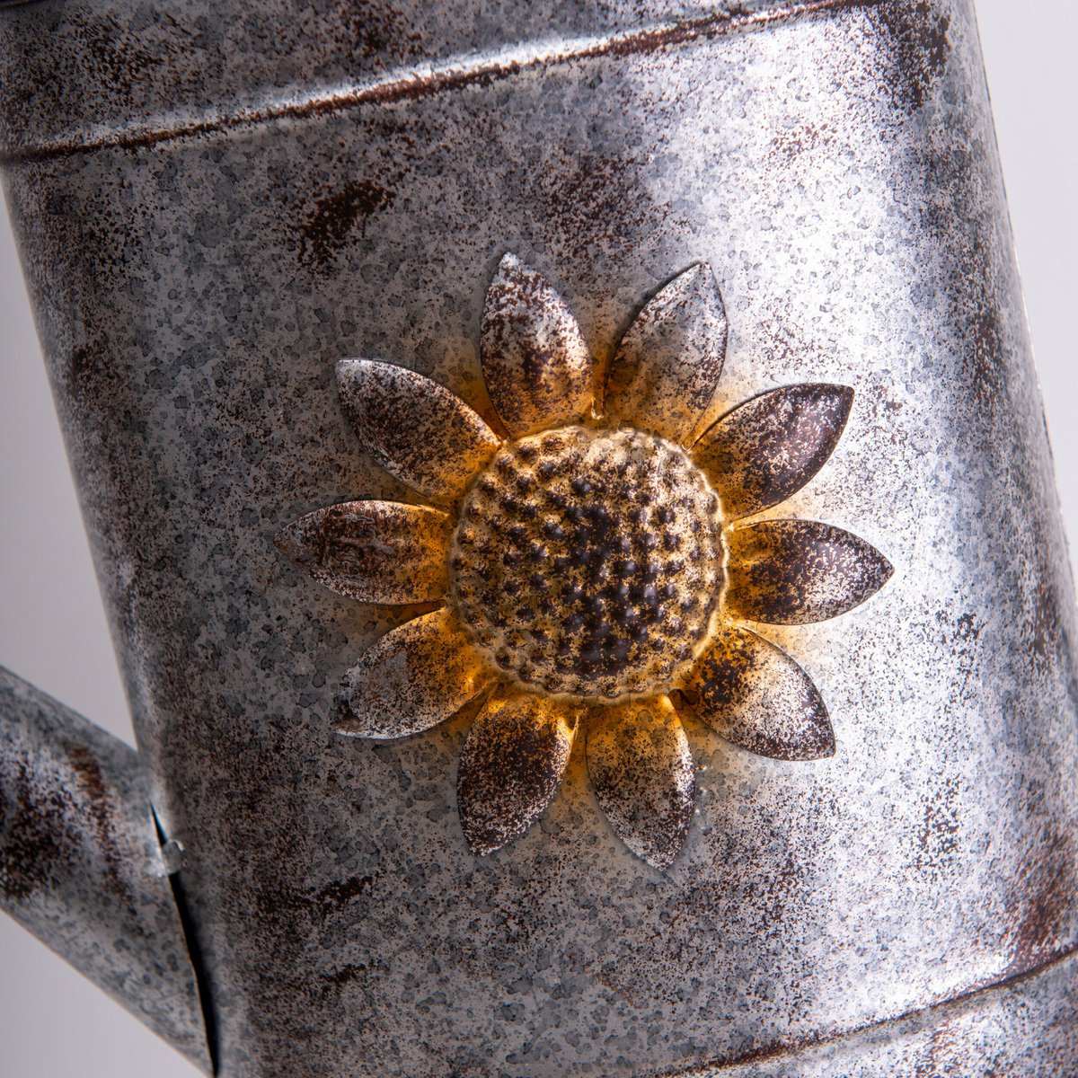 LED-Solar Erdspieß (Gießkanne) h: 110cm verzinkt , für Außen, Erdspieß aus Metall und Kunststoff in Silber, mit integrierter LED
