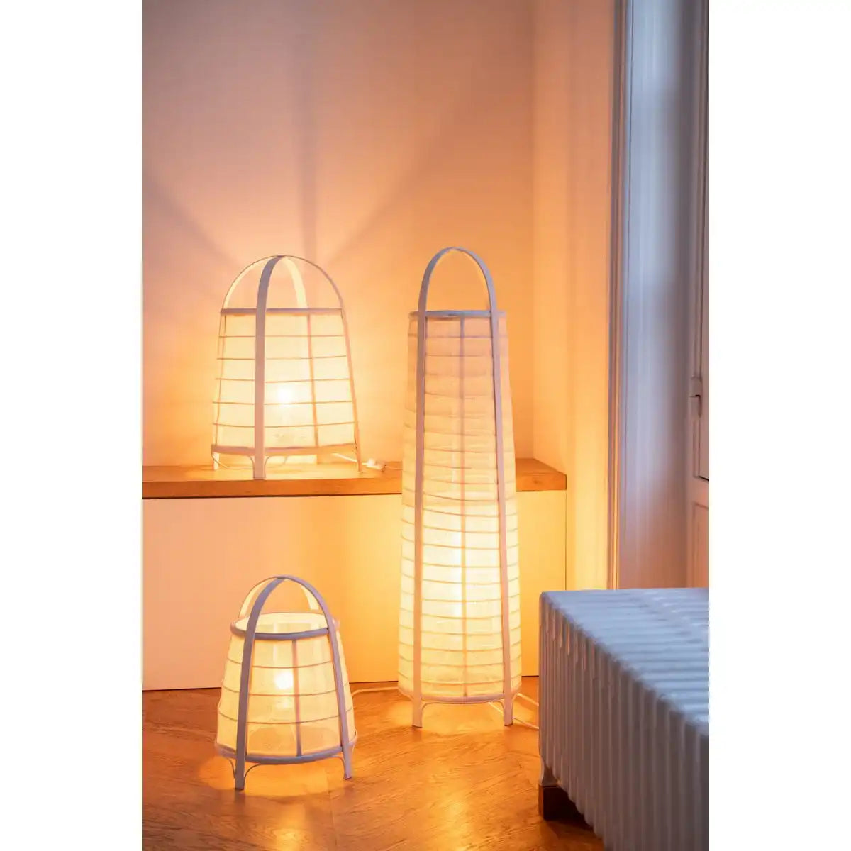 J-Line Lampe Don Baumwolle/Bambus Weiß