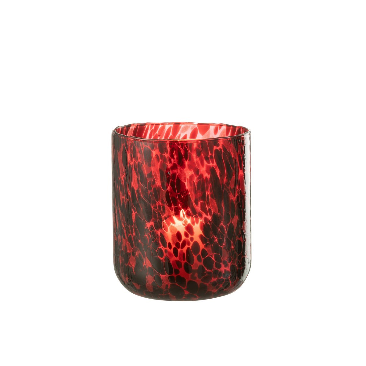 J-Line Laterne Spotted - Glas - Rot/Schwarz - Groß