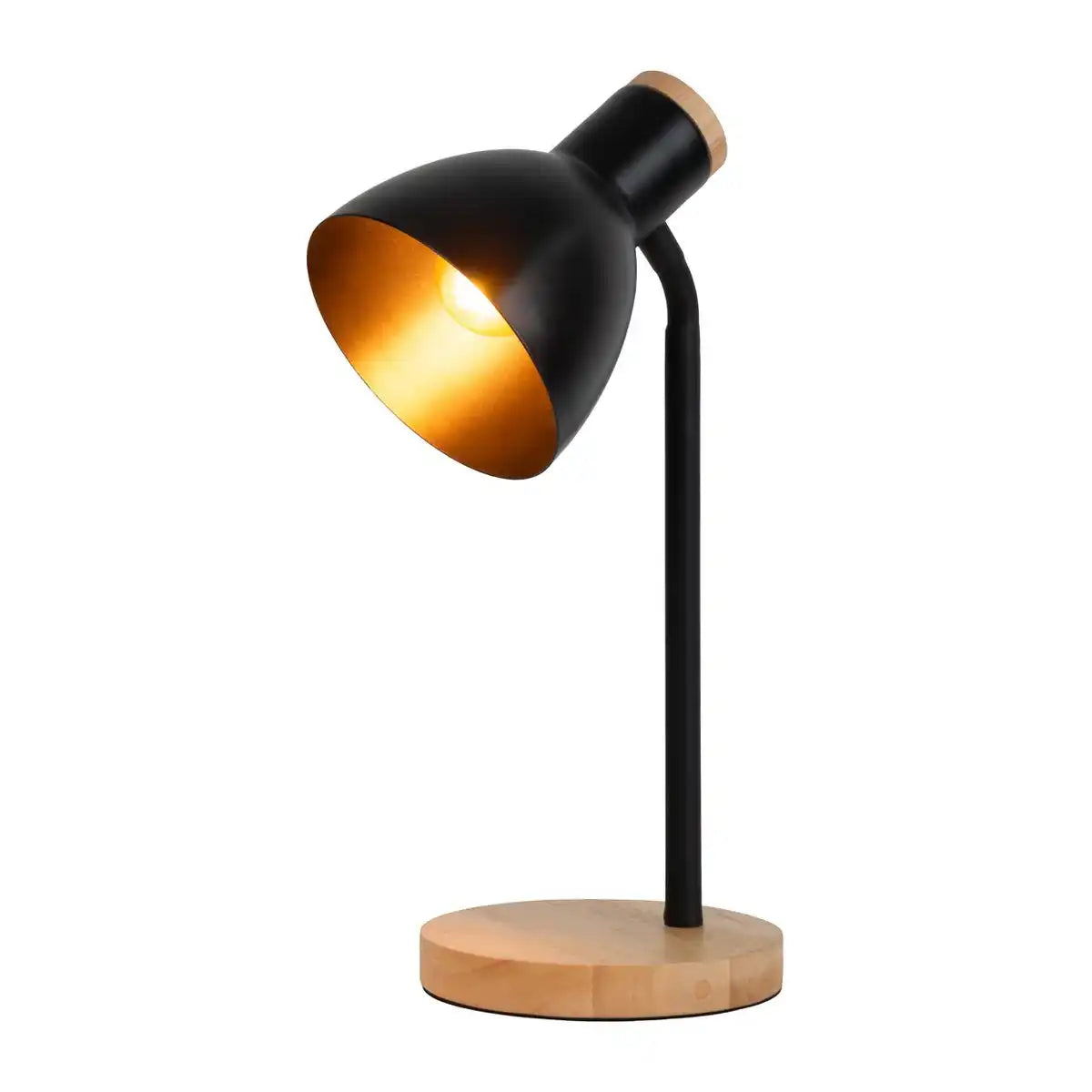 Schreibtischleuchte "MARIE" aus Metall und Holz, E14, Schwarz, 36,5 cm hoch