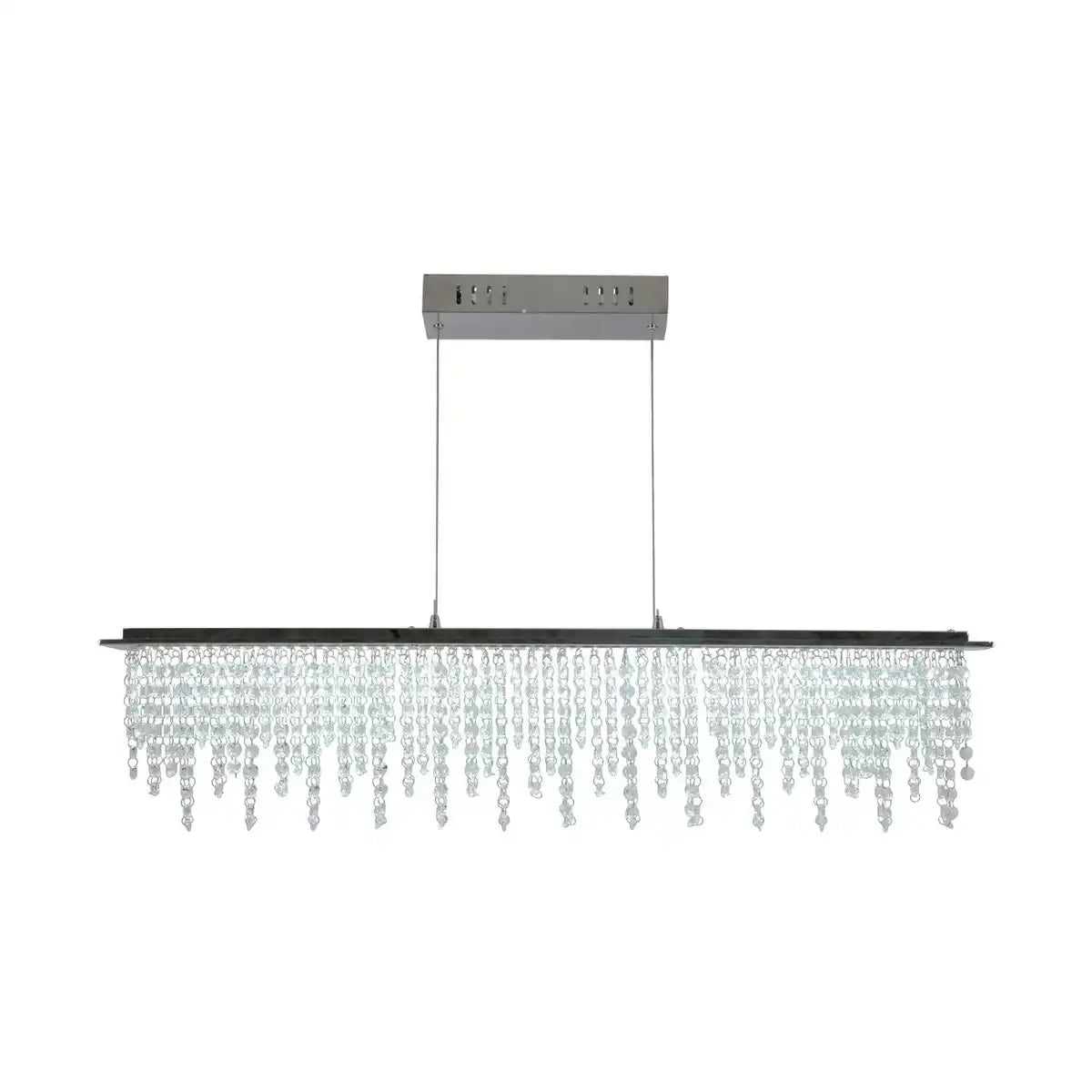 LED Pendelleuchte "DIAMONDS", Pendelleuchte, Metall und Kristallglas, Chrome, mit fest verbauten LEDs, für Esszimmer, Wohnzimmer, Diele oder Büro, 120 cm lang