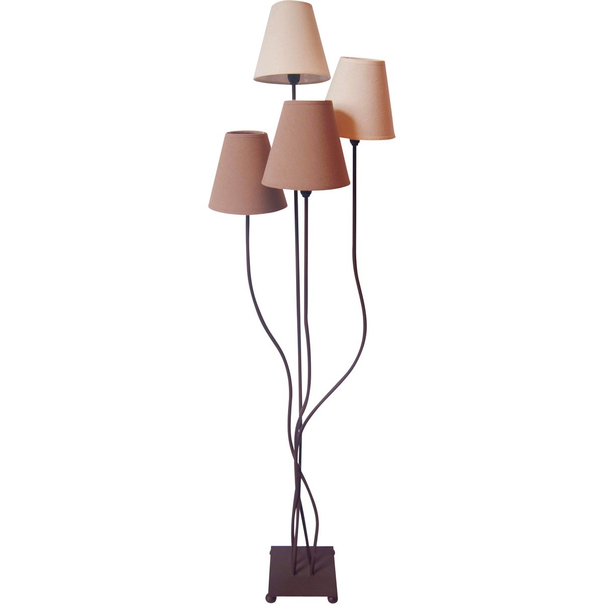 Textilstehleuchte 4-flammig "BOHO", Stehlampe in Beige/Braun, mit E14-Fassung, für Esszimmer, Wohnzimmer, Diele oder Büro, 138 cm hoch
