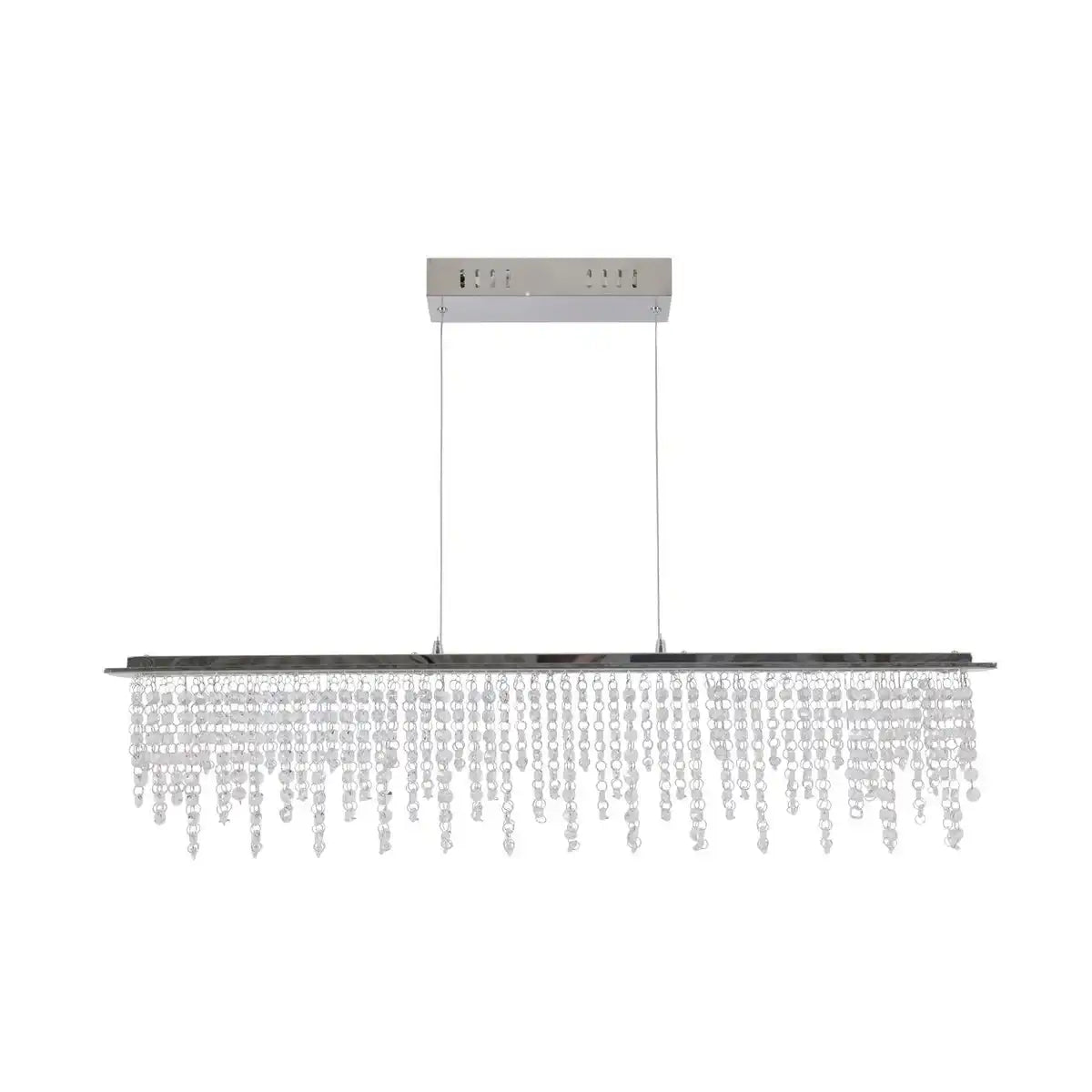 LED Pendelleuchte "DIAMONDS", Pendelleuchte, Metall und Kristallglas, Chrome, mit fest verbauten LEDs, für Esszimmer, Wohnzimmer, Diele oder Büro, 120 cm lang