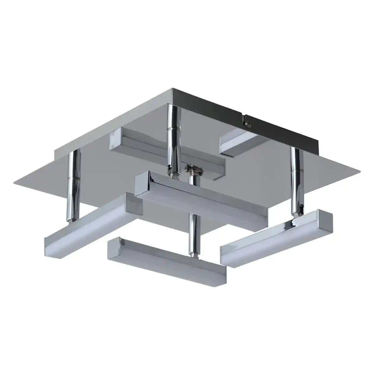 LED Deckenleuchte "TURIN" 25 cm x 25 cm, ca. 11 cm hoch, chromfarbenes Metall, opalfarbener Kunststoff, integrierte LEDs, warmweiß