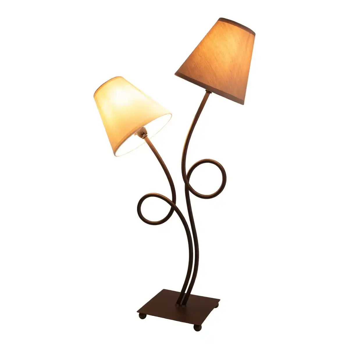 Tischleuchte, 2-flammig ""BOHO"", Tischlampe Braun/Beige, mit E14-Fassung, für Esszimmer, Wohnzimmer, Diele oder Büro, 65 cm hoch