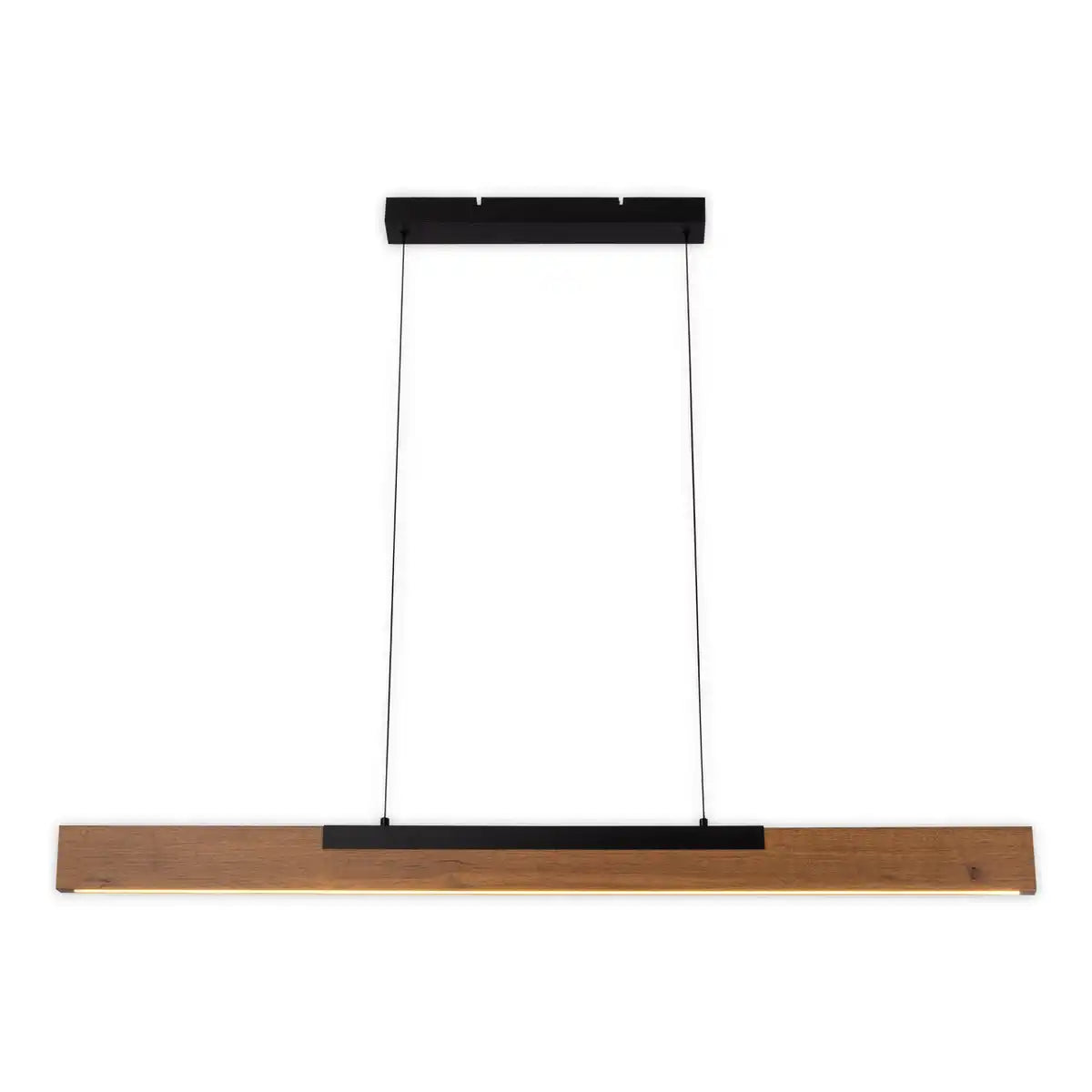 LED Pendelleuchte "WILMA" aus Metall und Holz (MDF) in Schwarz und Braun, ca. 122,2 cm lang, ca. 150 cm hoch, höhenverstellbar, mit integriertem Leuchtmittel, dimmbar, mit Memory-Effekt