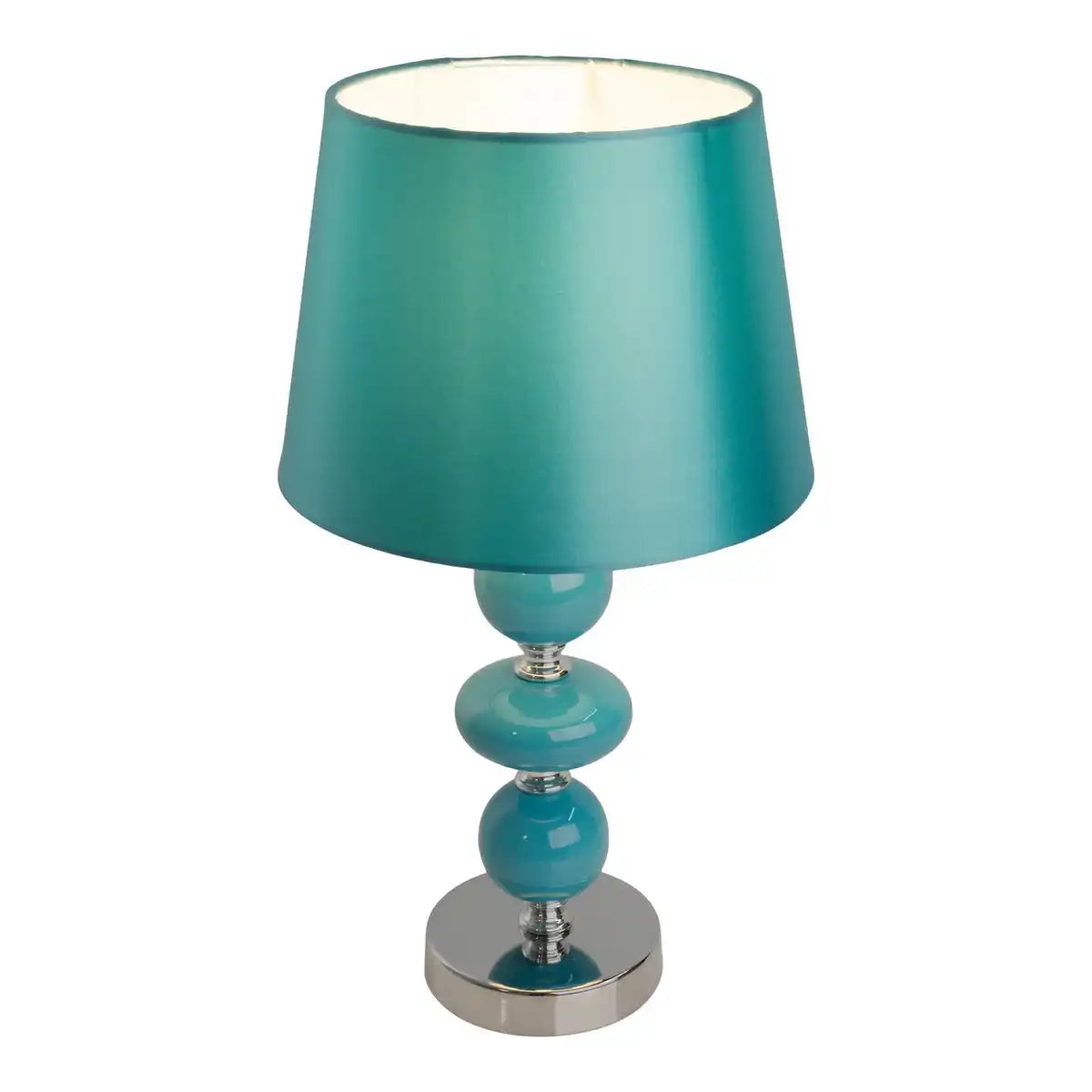Keramik Tischleuchte "ARAGA" 36 cm hoch, Tischlampe aus Metall, Keramik, mit Textilschirm, türkis, mit E14-Fassung, Beleuchtung für Esszimmer, Wohnzimmer, Diele oder Büro
