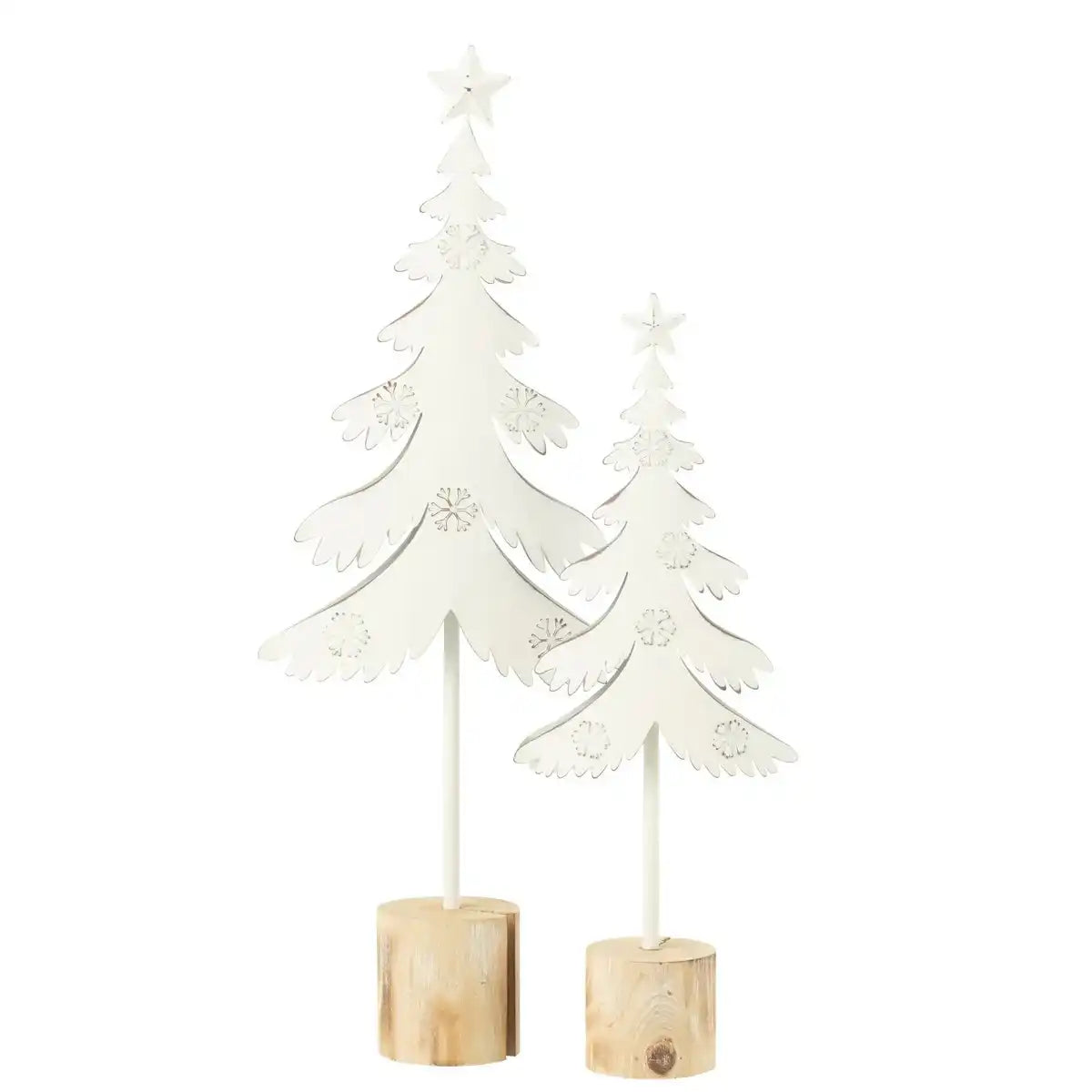 J -Line Dekoration Weihnachtsbaum zu Fuß + Stern - Metall - Holz - Weiß - L.
