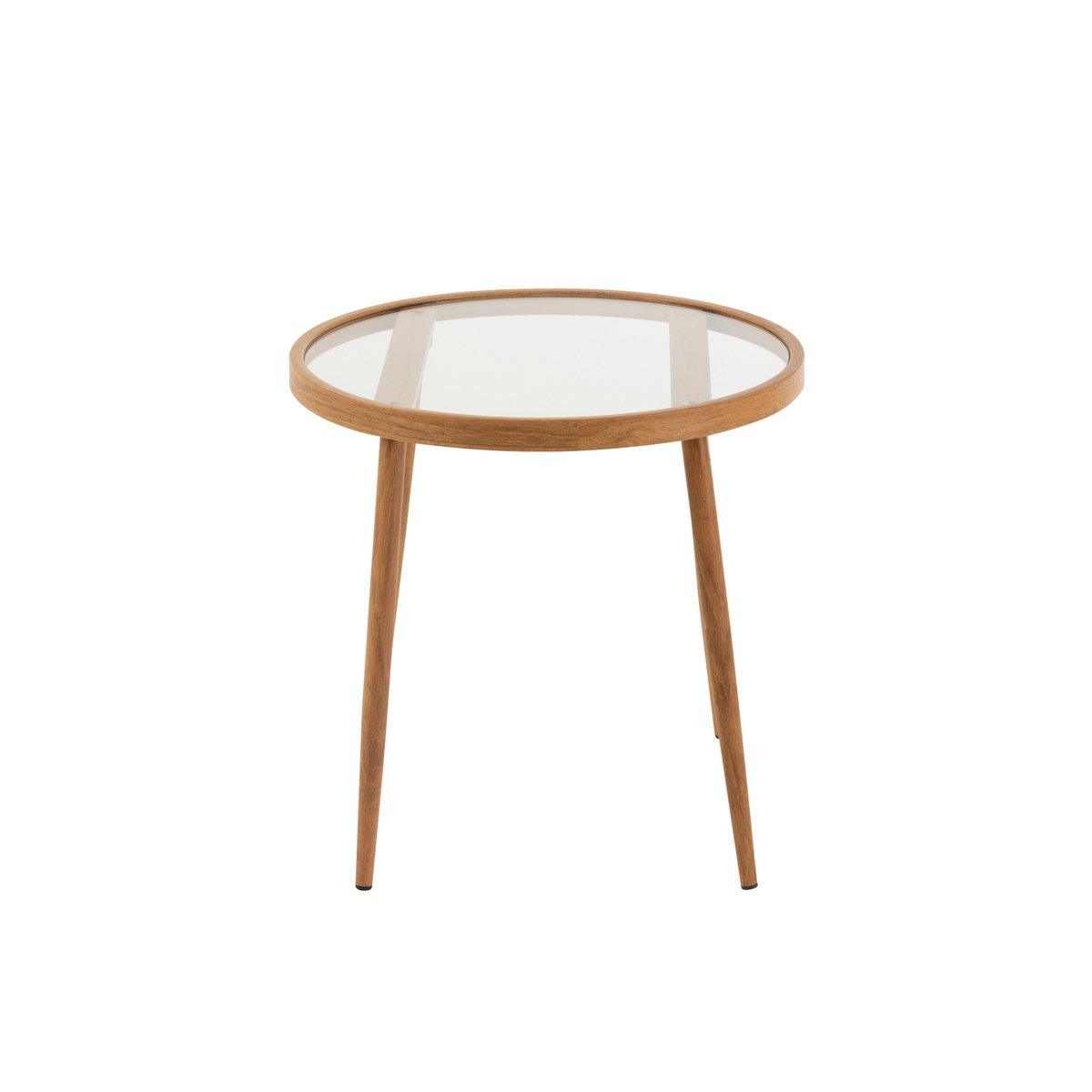 J-Line Beistelltisch Rund – Metall/Glas – Natur