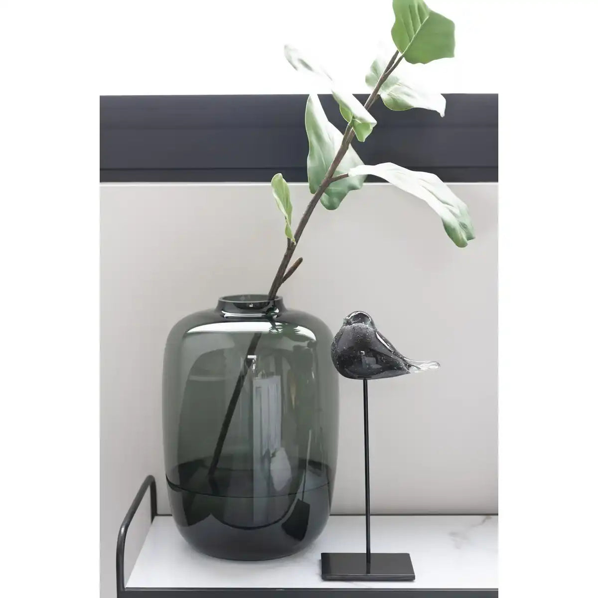 J -Line Vase Cleo - Glas - Grau - groß - 45 cm hoch