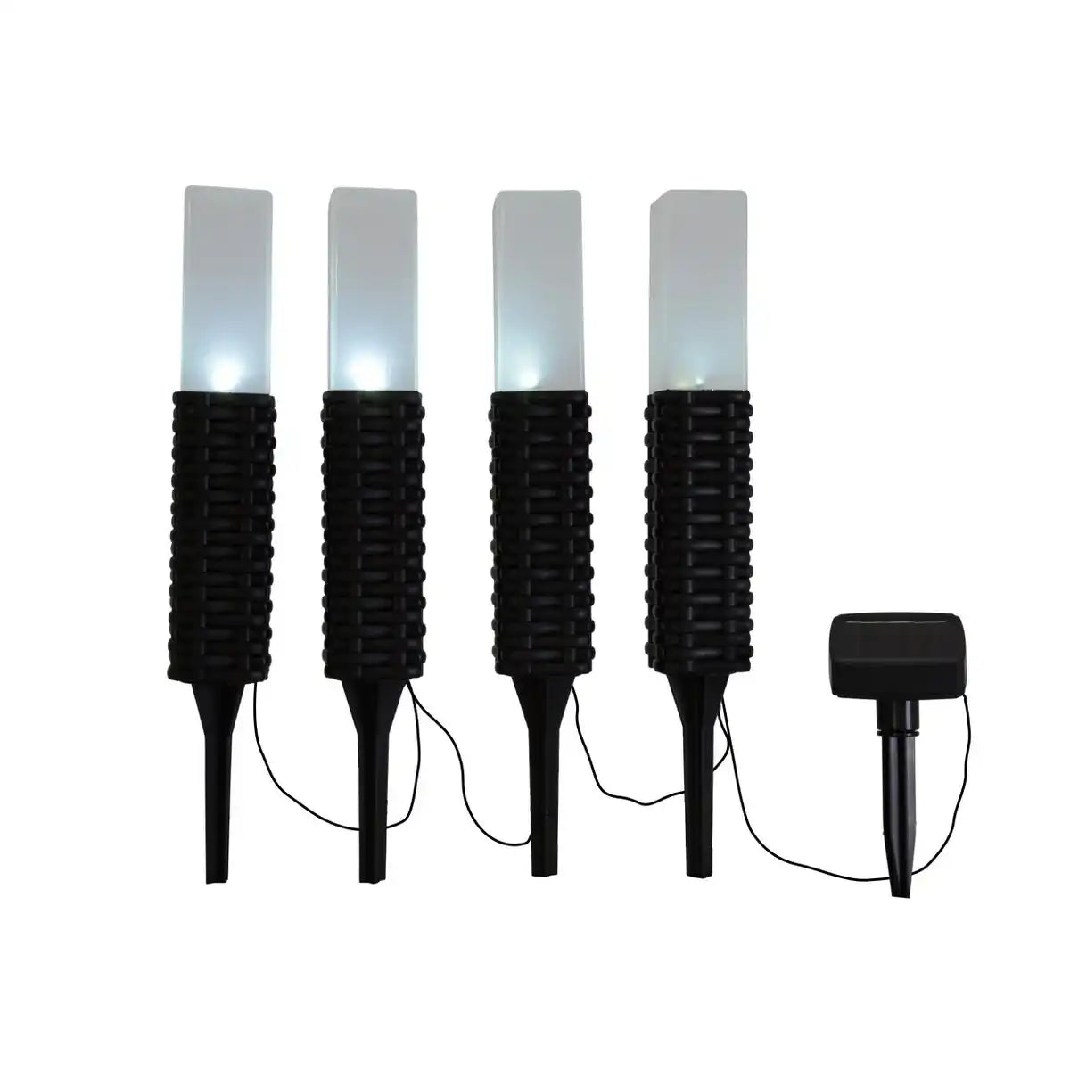 4er-Set LED-Outdoor-Erdspieß , für Außen, Erdspieß aus Kunststoff in Schwarz, integrierte LED
