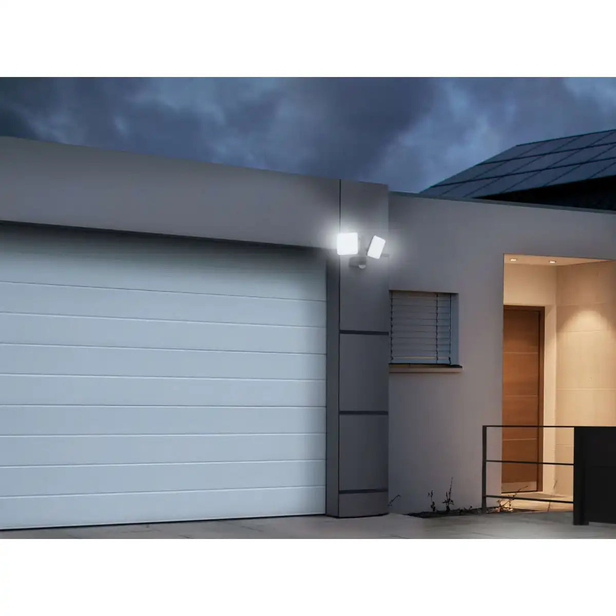 LED Außenwandleuchte "JARO" mit 360° Bewegungsmelder, aus Kunststoff in Anthrazit, mit integrierter LED