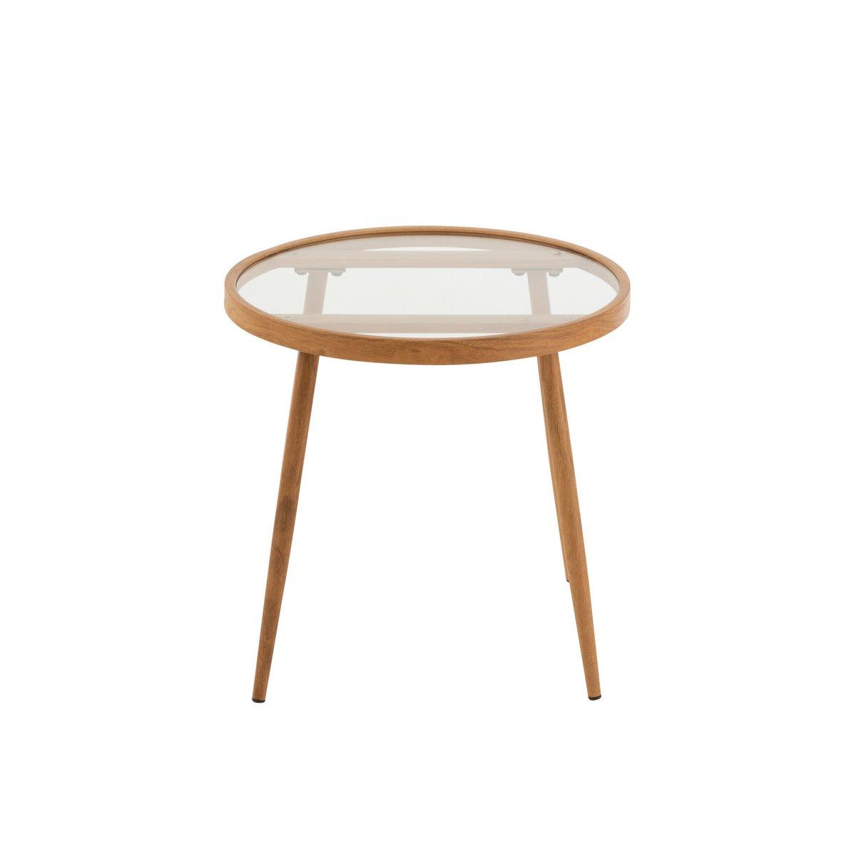 J-Line Beistelltisch Rund – Metall/Glas – Natur
