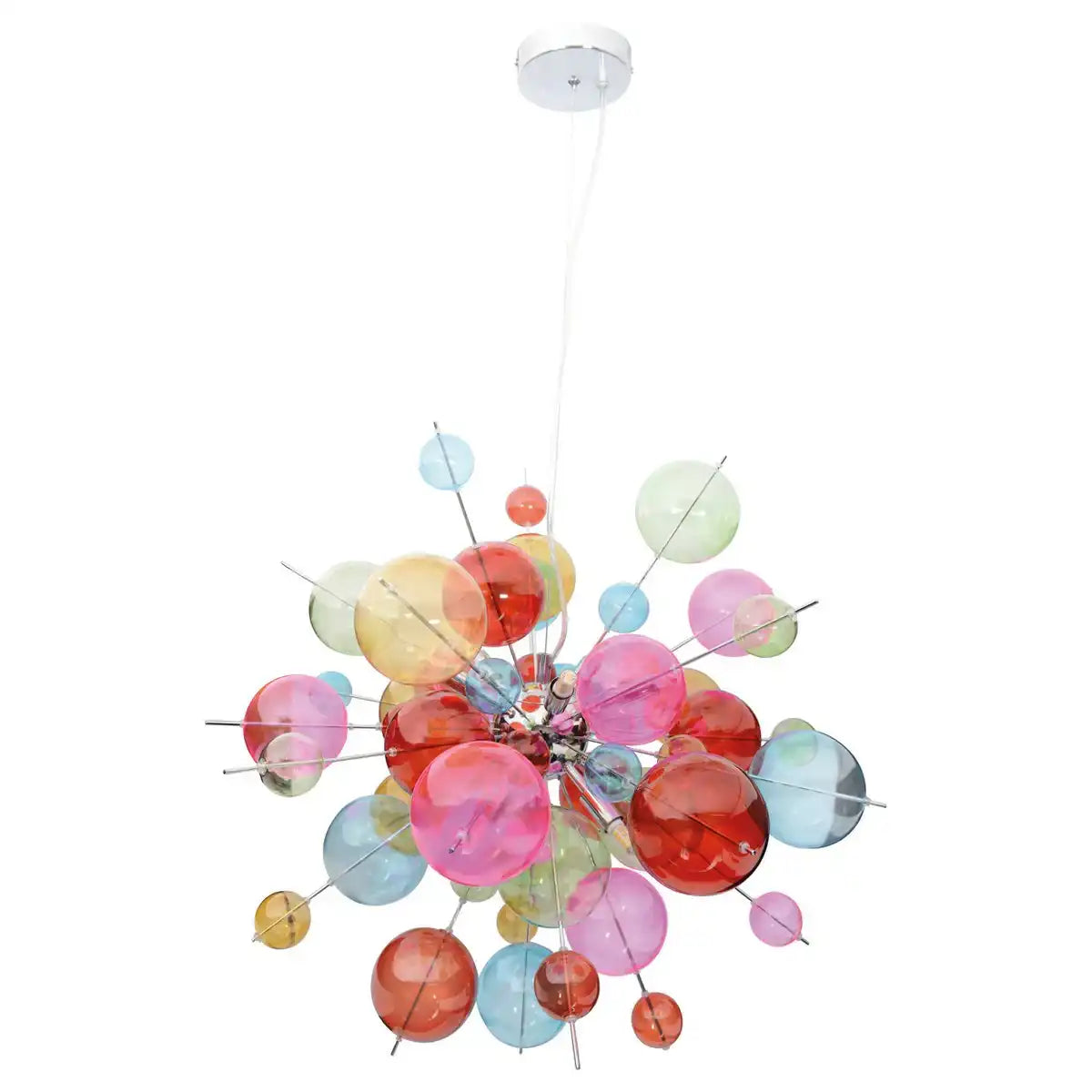 Pendelleuchte "EXPLOSION" bunt aus Metall und Glas, G9 Fassungen, Hängelampe für Esszimmer, Wohnzimmer, Diele oder Büro, Øca. 65 cm