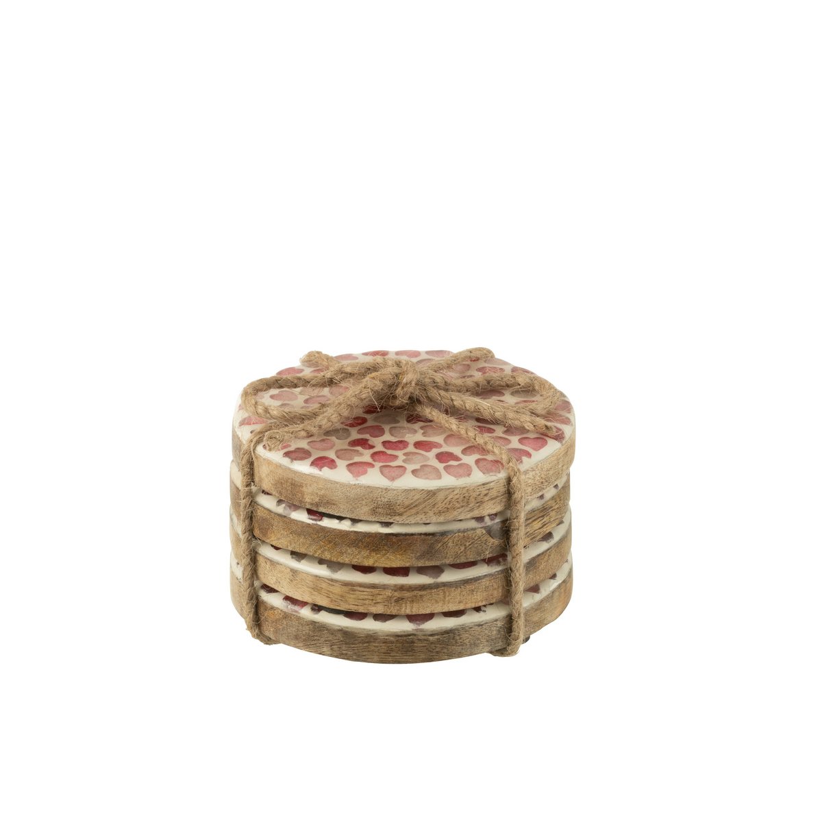 Herz-Mosaik-Untersetzer - Holz - Rosa