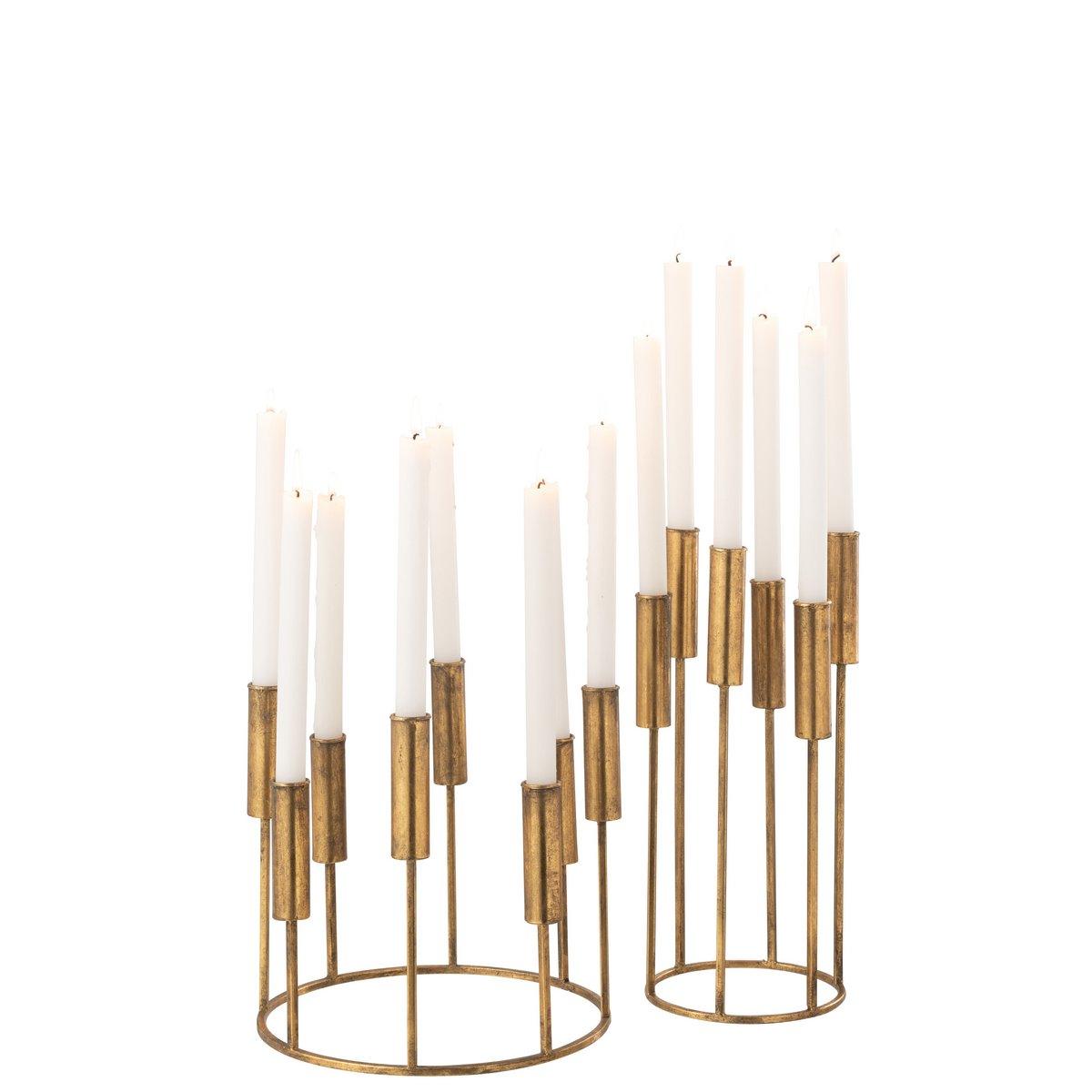 J-Line Set mit 2 Kerzenhaltern Pierre Iron Gold