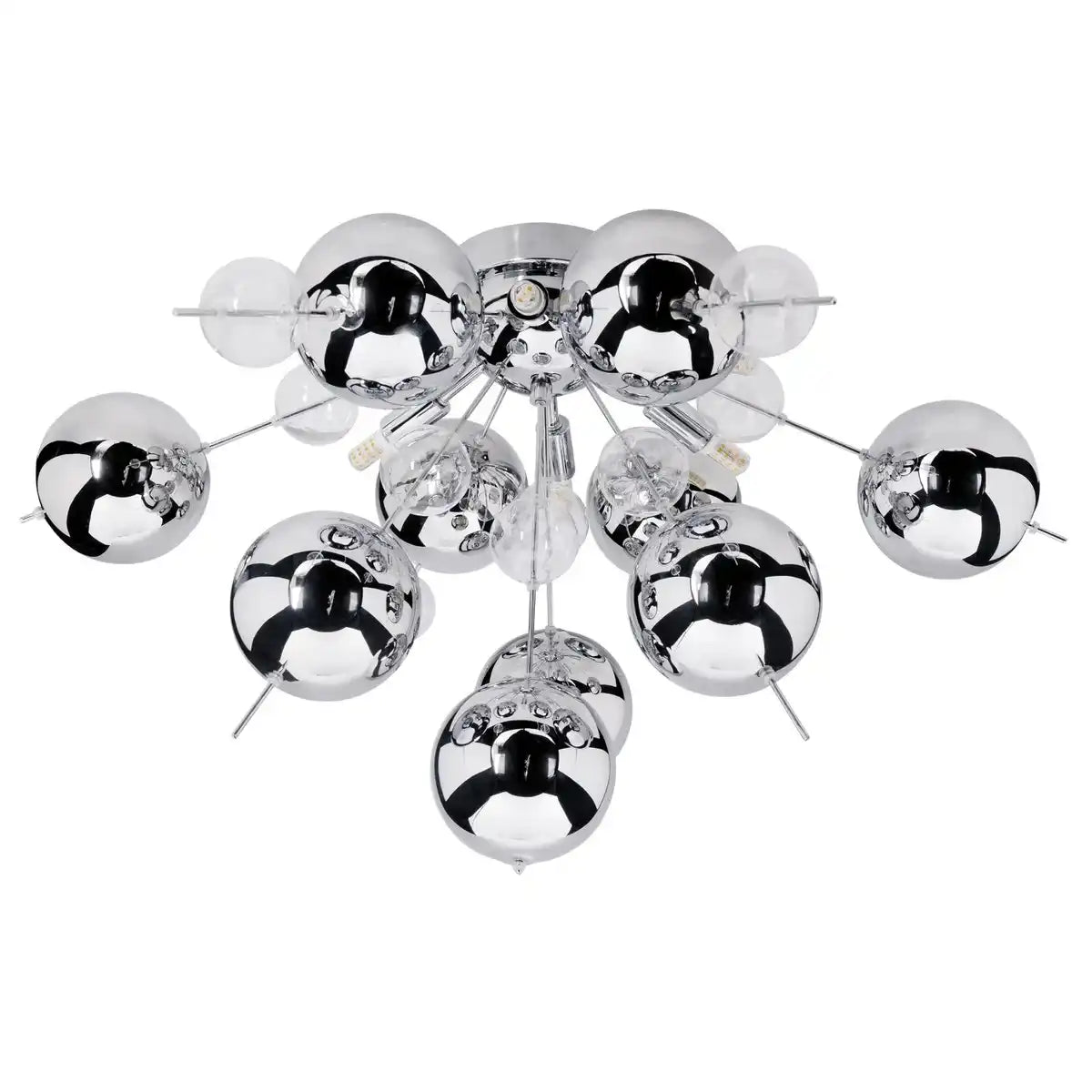 Deckenleuchte "EXPLOSION" chrom aus Metall und Glas, G9 Fassungen, Deckenlampe für Esszimmer, Wohnzimmer, Diele oder Büro, Ø57 cm