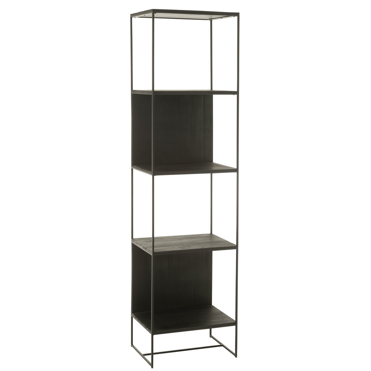 J -Line Rek Slim Teak - Holz/Metall - Schwarz