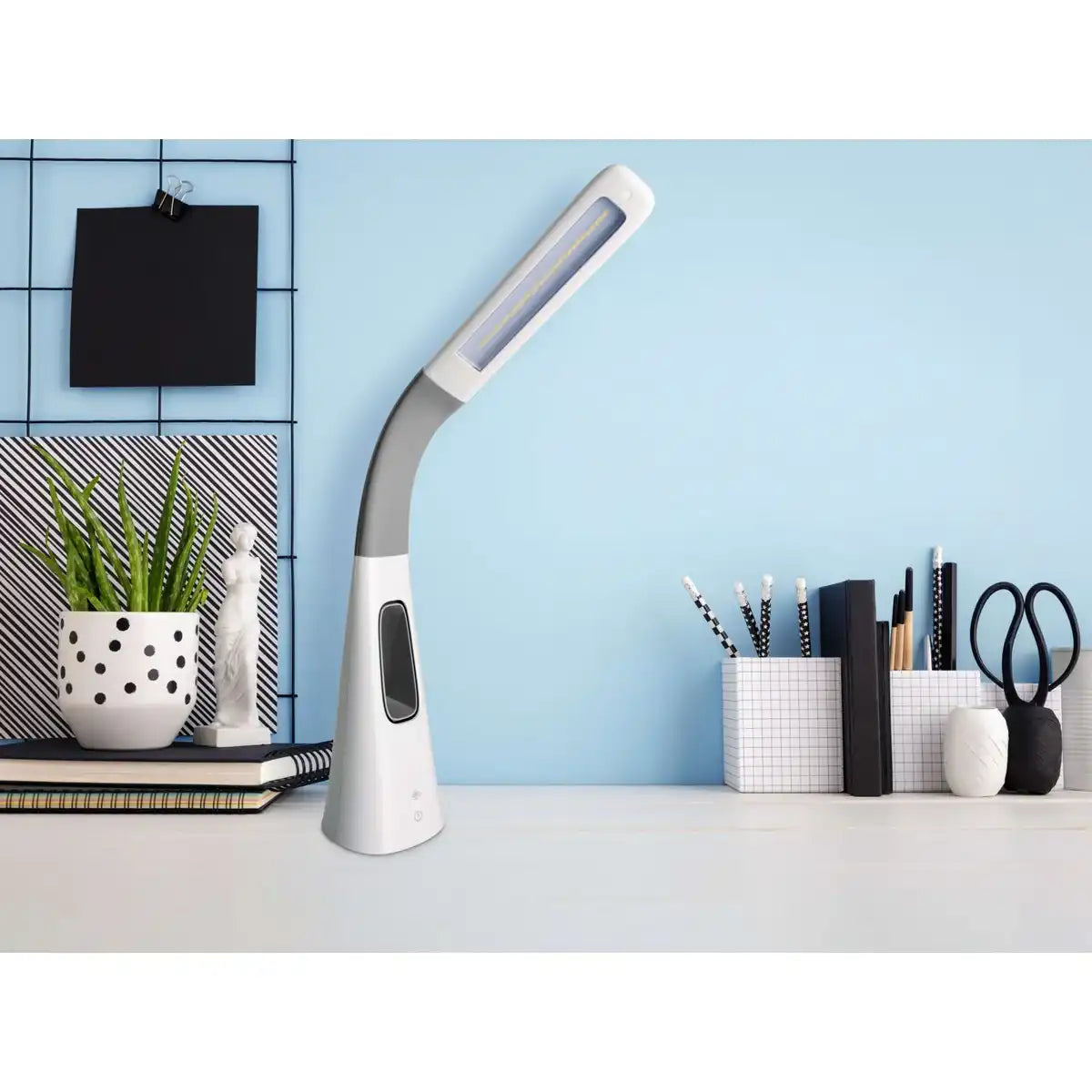 LED-Tischleuchte "VENTU" mit Ventilator, mit Touch, dimmbar, aus weißem Kunststoff, fest verbaute LEDs, 40 cm hoch