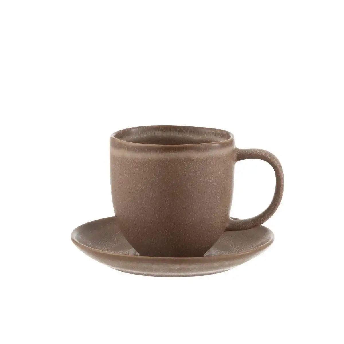 J-Line Louise Tasse + Untertasse - Keramik - Cognac - 6x