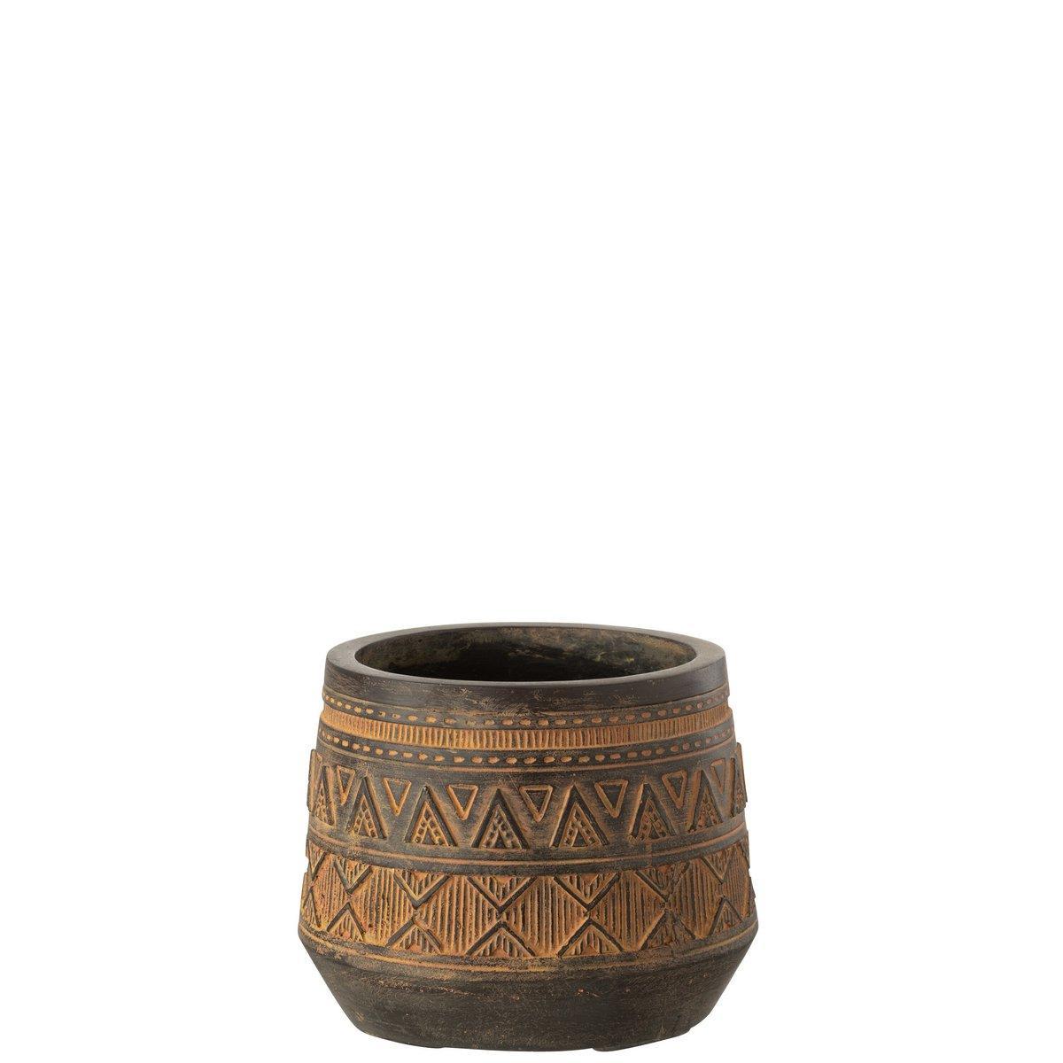 J-Line Blumentopf Ethnic - Kunststoff - Braun/Beige - Ø 20,00 cm