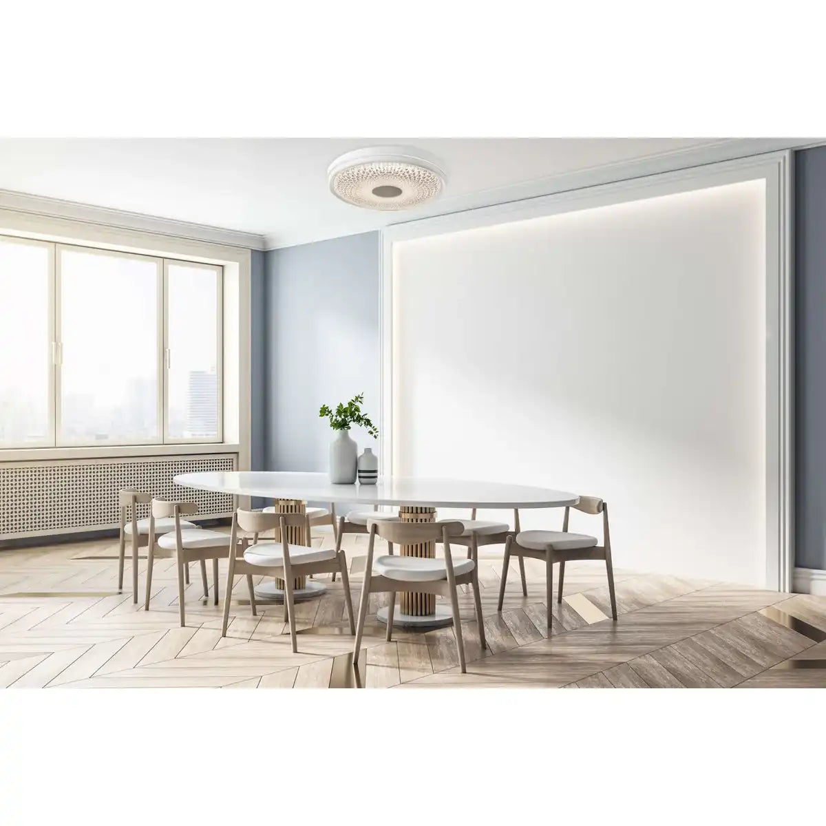 LED Deckenleuchte "BOISE" Ø 51 cm mit vielen Funktionen, aus Metall und Kunststoff, weiß, mit integrierten LEDs, Beleuchtung für Wohnräume oder Büro