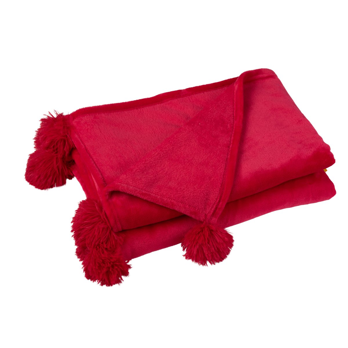 J-Line Plaid Pompom – Polyester – Fuchsia – 170 x 130 cm